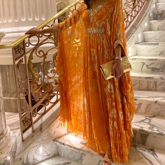 Elegant Orange Maxi Dress - Picture 2 of 9